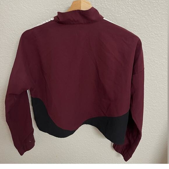 Adidas Colorblock Quarter Zip Windbreaker Pullover Jacket Burgundy/Black Small - Picture 7 of 7